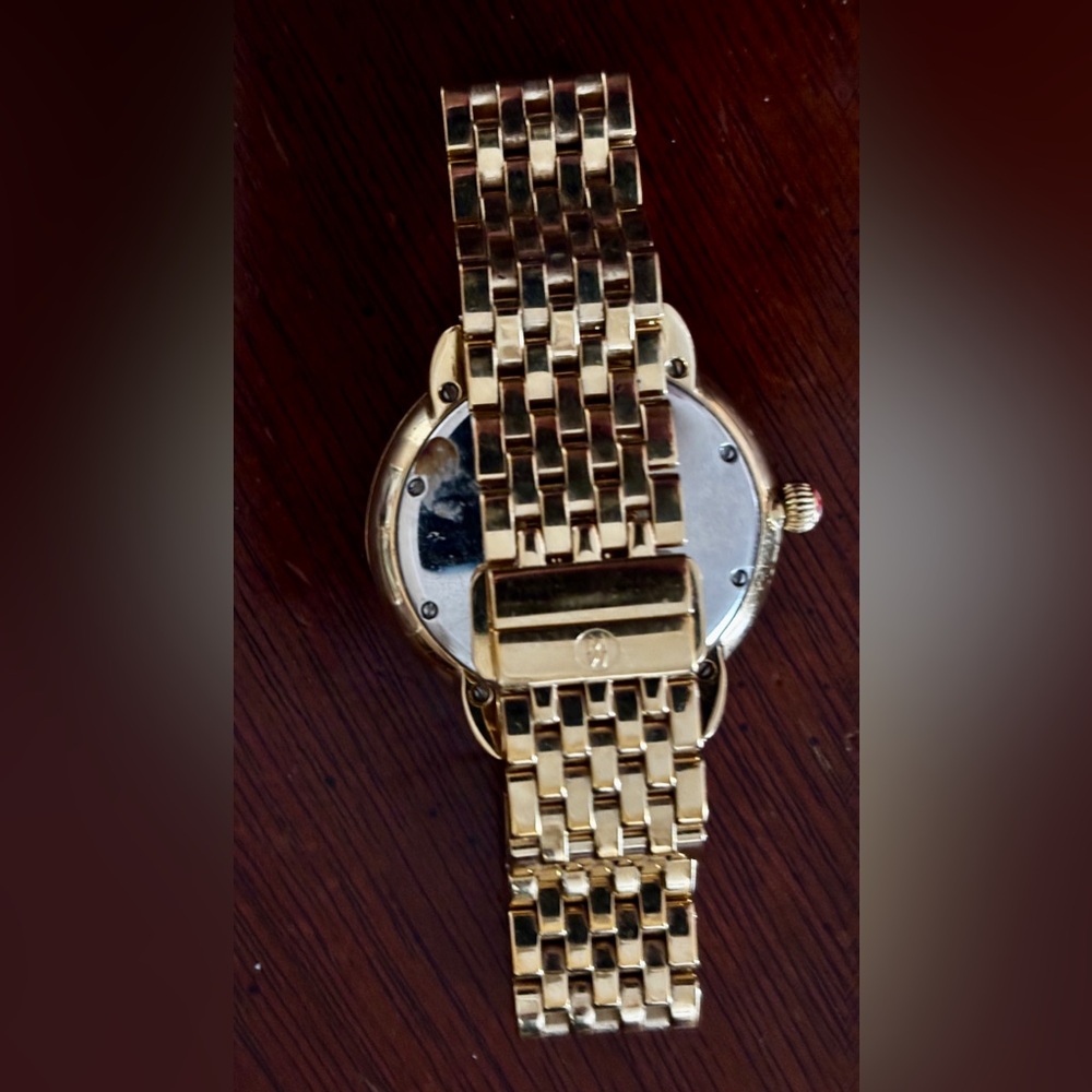 Michele Serein Gold Tone Diamond Bezel Women's Watch 134 Diamonds New Battery! - Picture 3 of 13